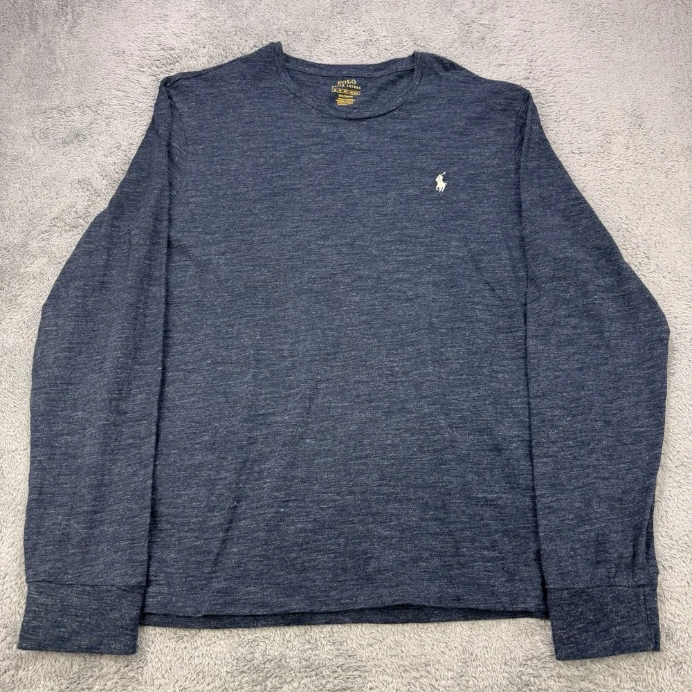Polo Ralph Lauren Men's size XL Custom Fit Long Sleeve T-Shirt Navy Blue Heather